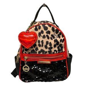 Juicy Couture | Y2K Leopard Print Sequin and Shiny Red Mini Backpack